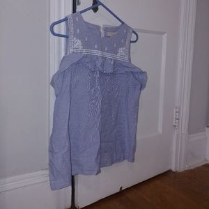 Loft pinstriped white and blue shirt